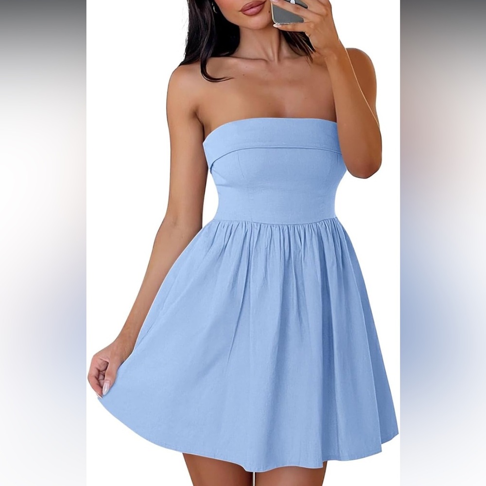 Strapless Blue Dress